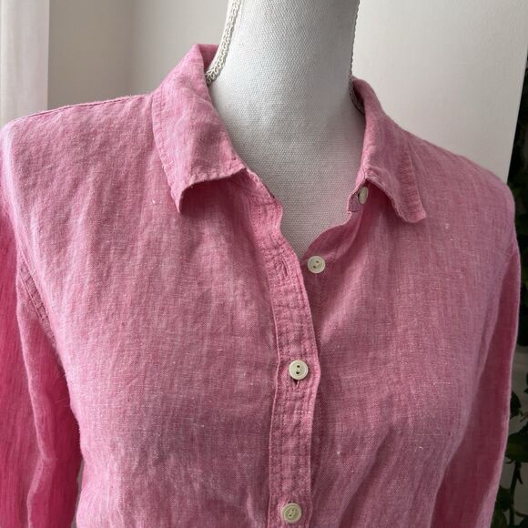 Talbots 100% Linen Pink Button Down Long Sleeve Blouse - Size XL - Picture 2 of 8